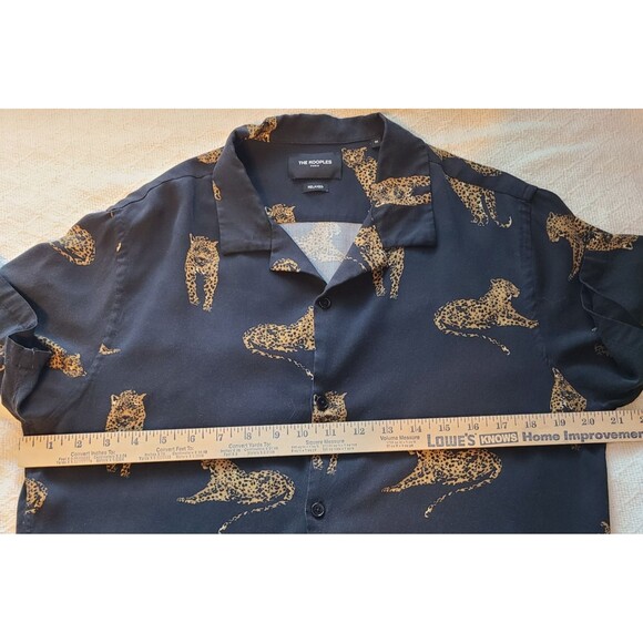 The Kooples Paris Mens M Relaxed Button Up Short Sleeve Leopard Print Shirt - Picture 8 of 9